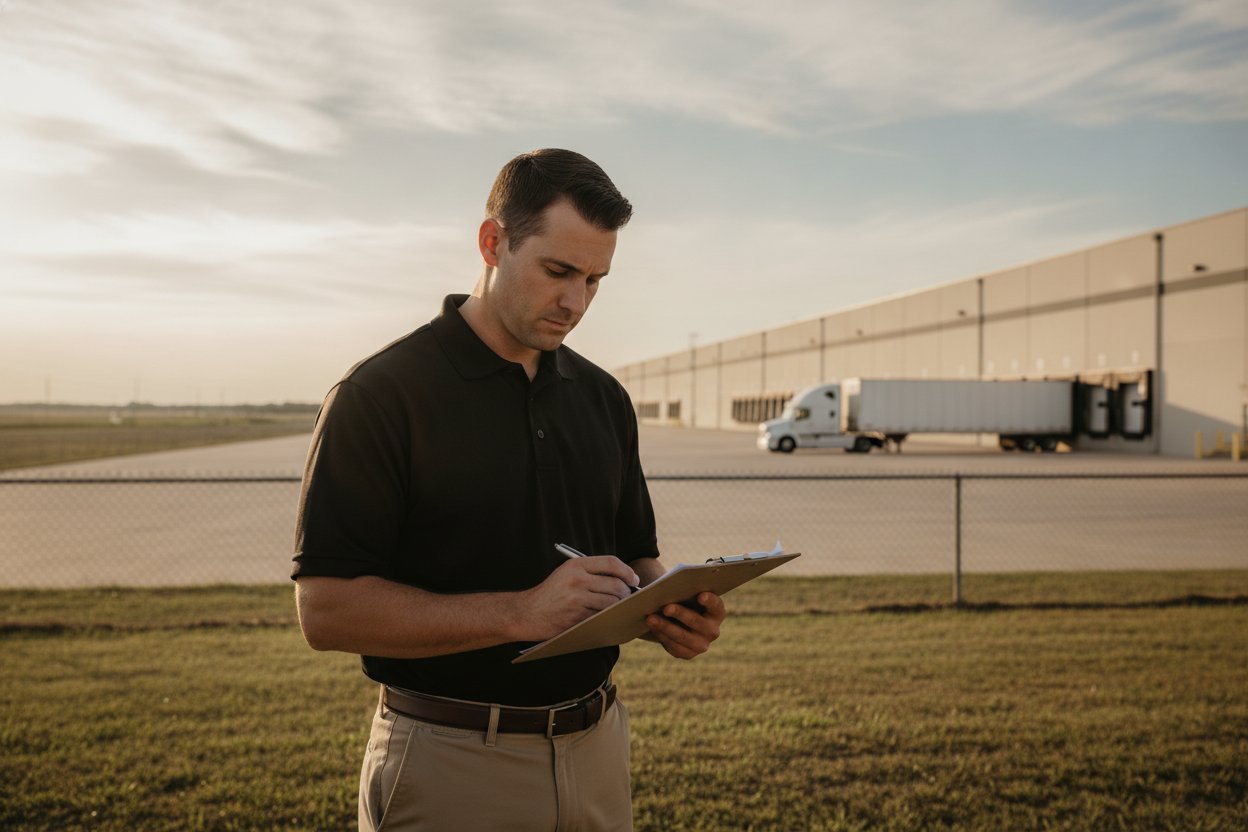 Unarmed Level II security officer at a distribution warehouse dock in Mesquite, Texas