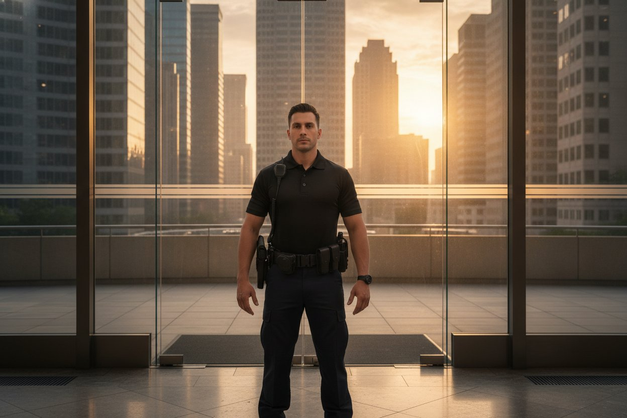 Commissioned security officer on duty at a Houston, Texas office tower