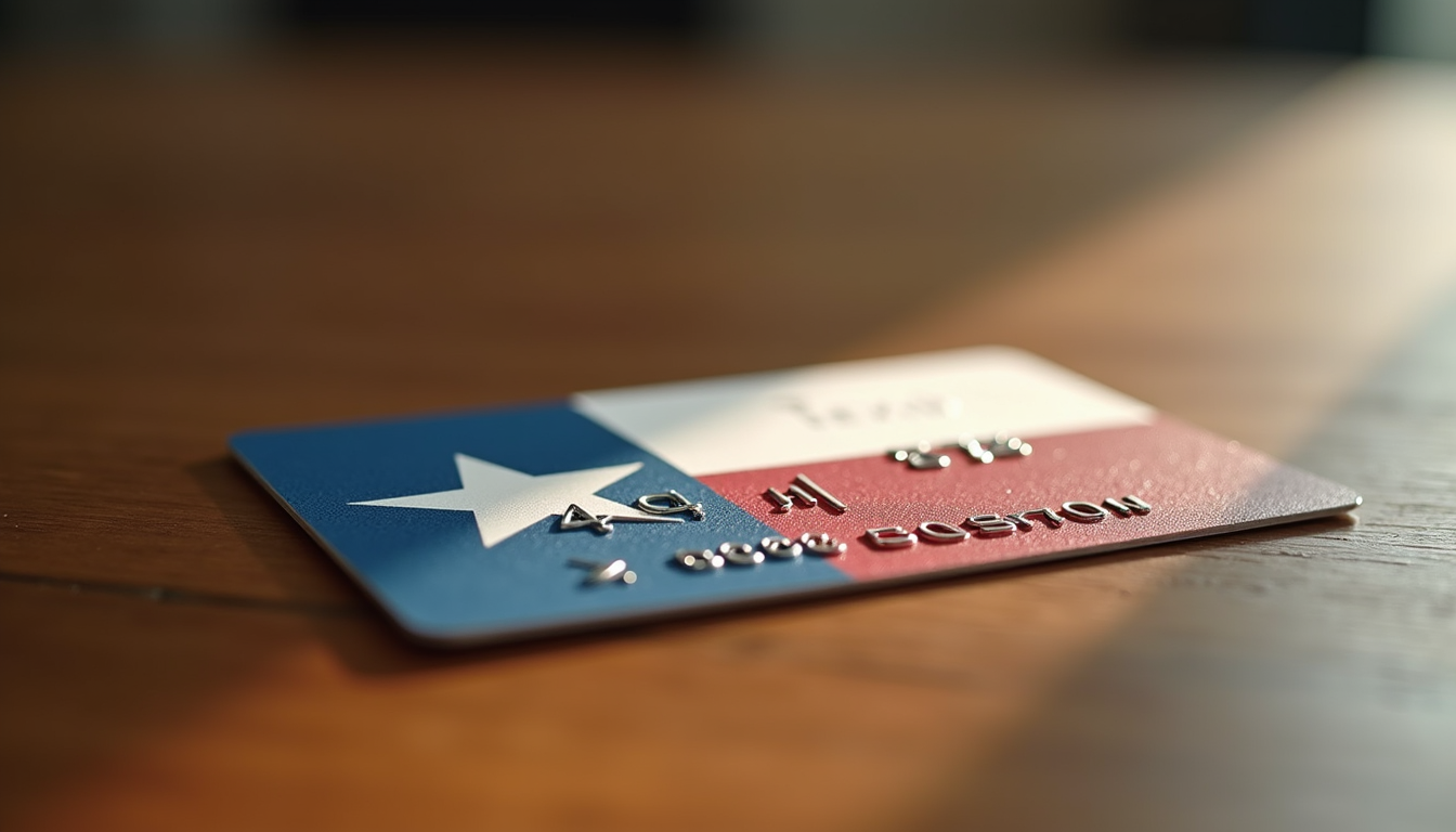 Close-up view of a Texas LTC card on a wooden surface