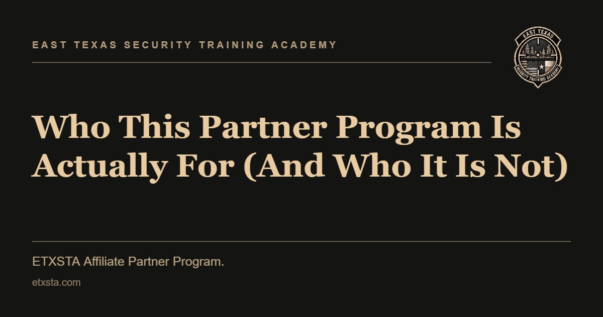 ETXSTA title card reading Who This Partner Program Is Actually For (And Who It Is Not)