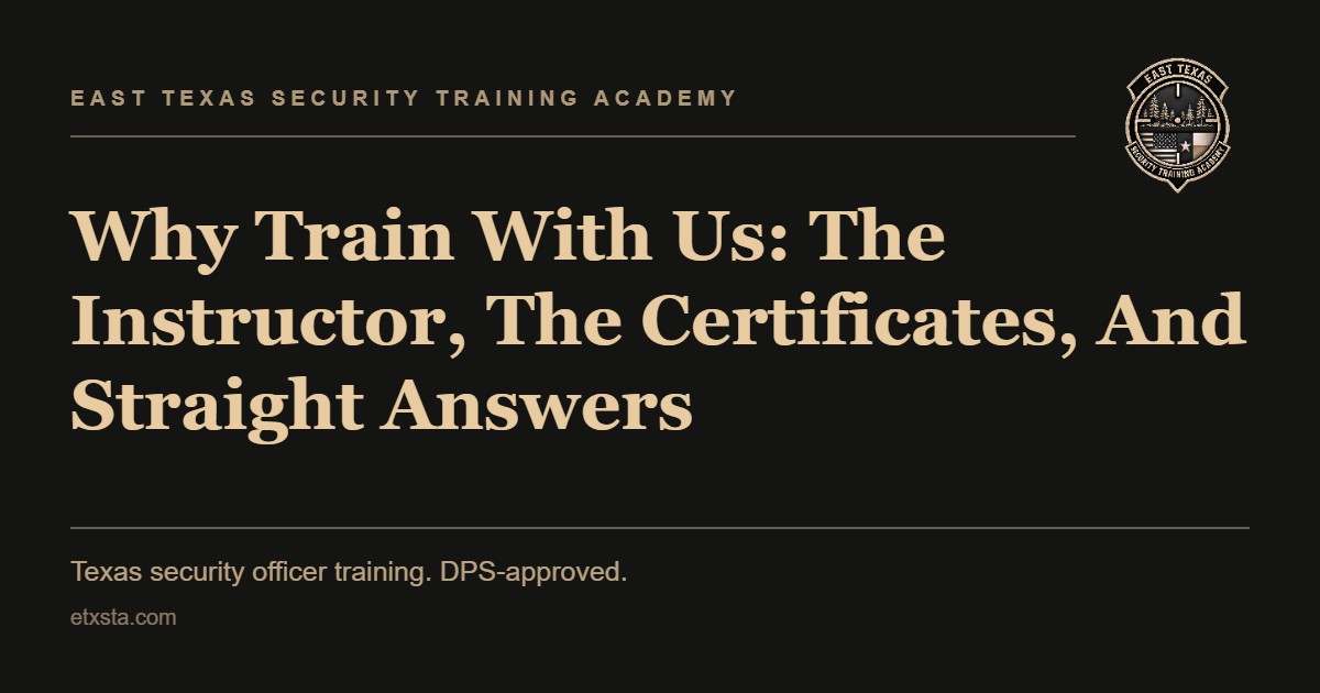 ETXSTA title card reading Why Train With Us: The Instructor, The Certificates, And Straight Answers